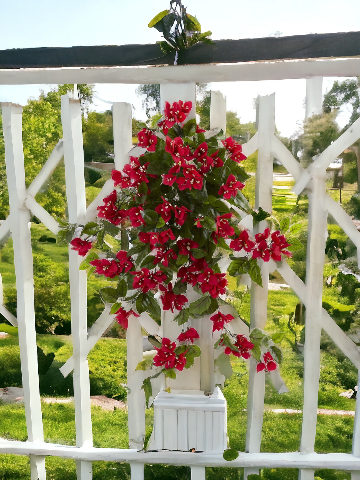 28” Bougainvillea Hanging Bush Artificial Plant (Set of 2) UV Resistant (Indoor/Outdoor)