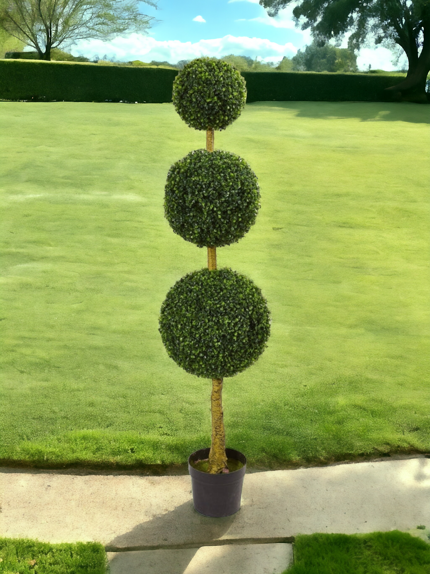 5.5’ Triple Ball Boxwood Artificial Topiary Tree UV Resistant (Indoor/Outdoor)