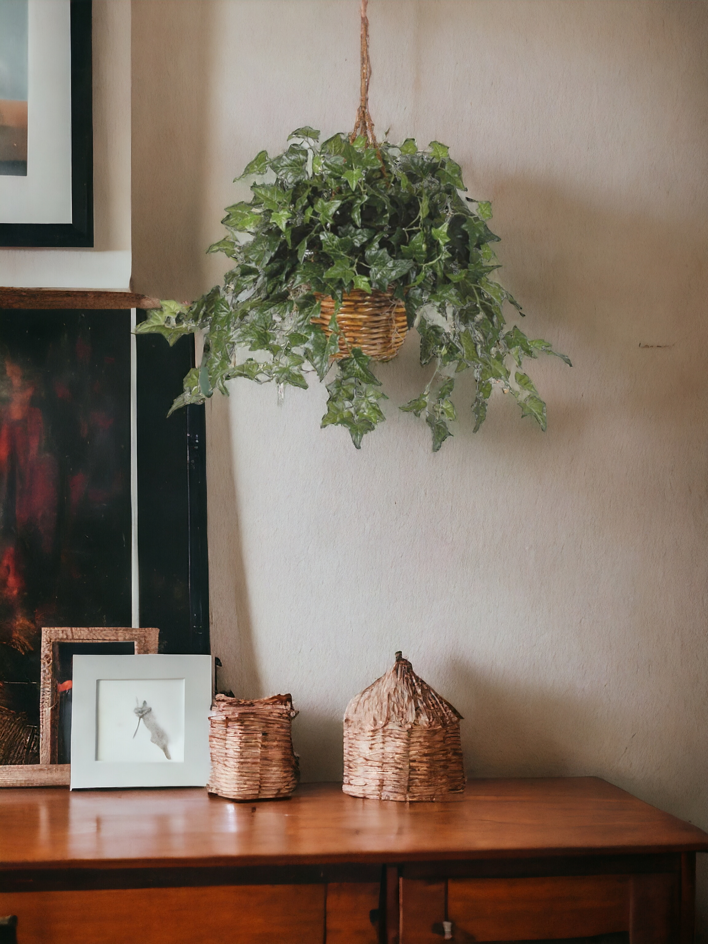 English Ivy Hanging Basket Silk Plant