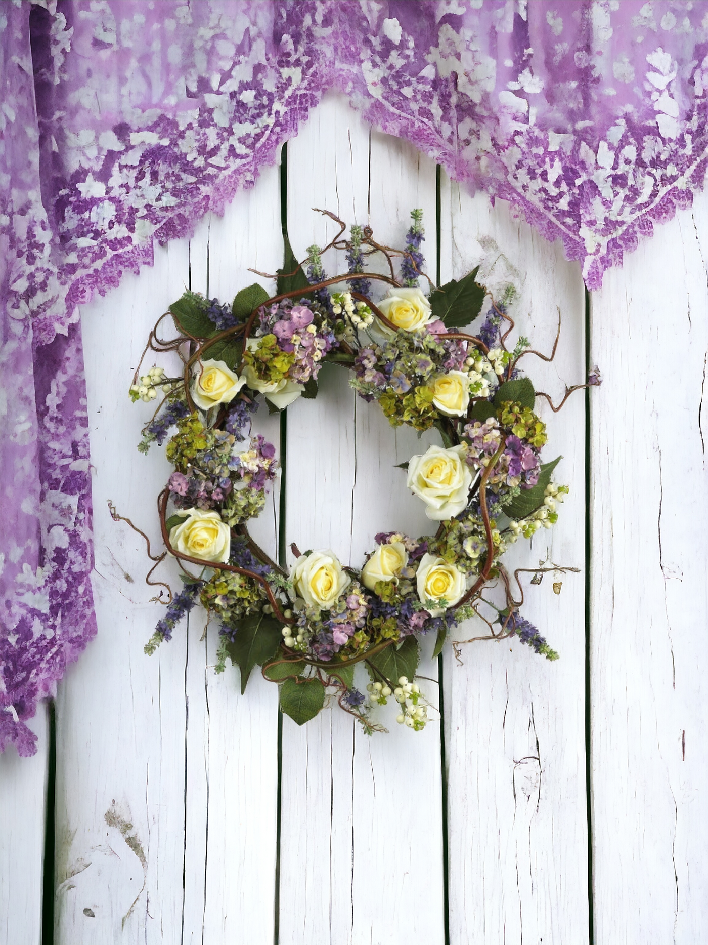 24" Hydrangea Rose Wreath