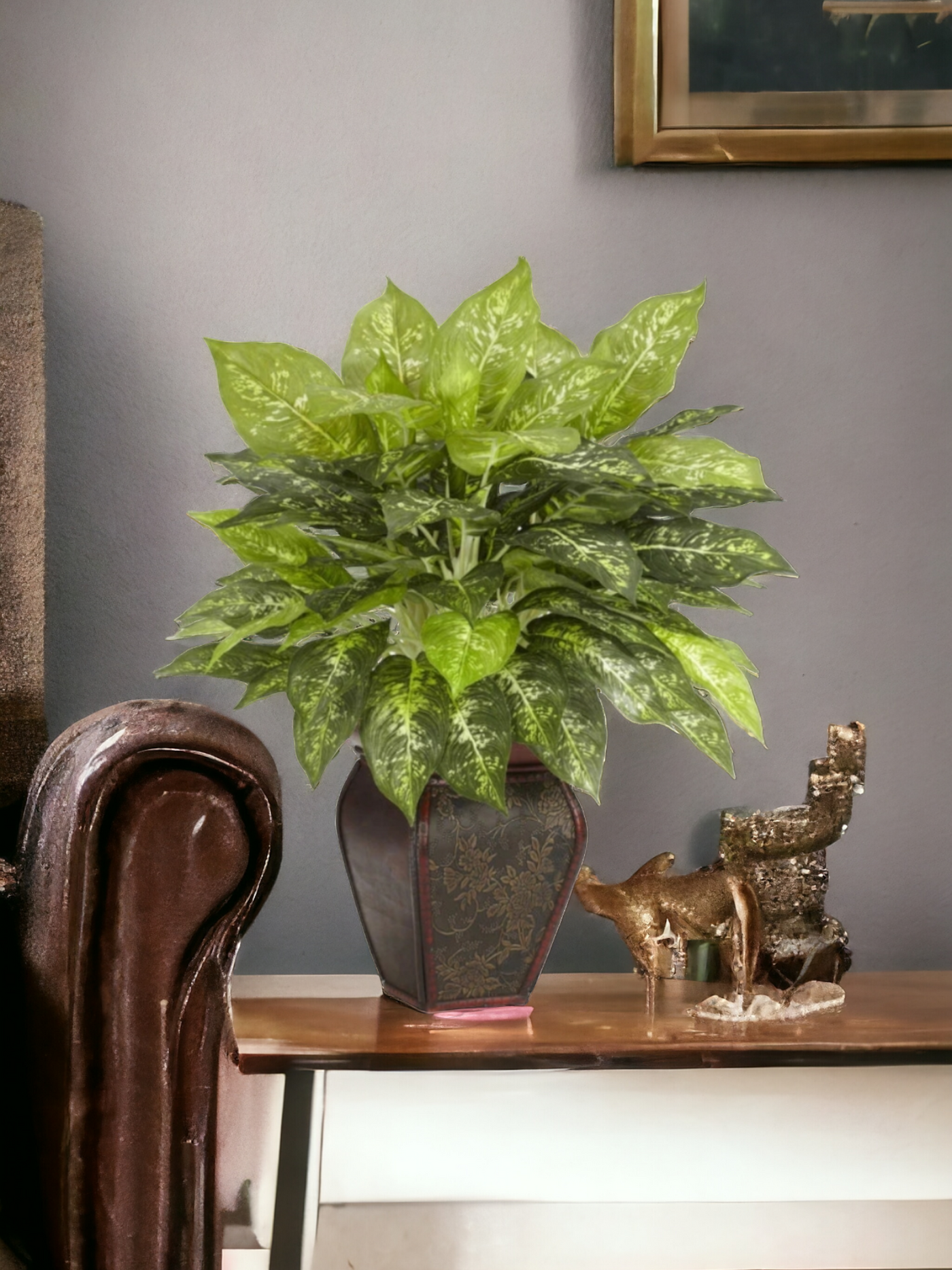 Dieffenbachia w/Decorative Vase Silk Plant