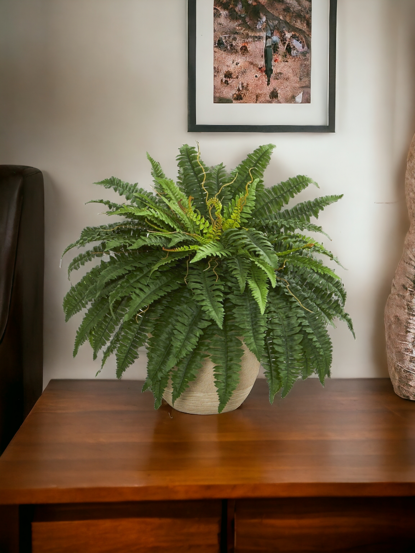 22” Boston Fern Artificial Plant in Sandstone Planter