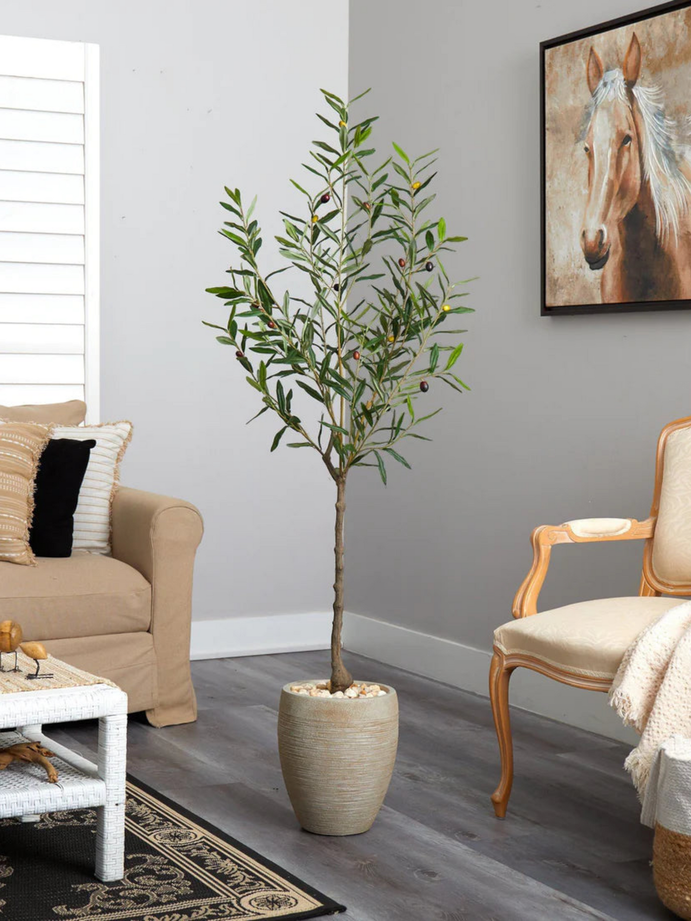 5.5’ Olive Artificial Tree in Sand Colored Planter