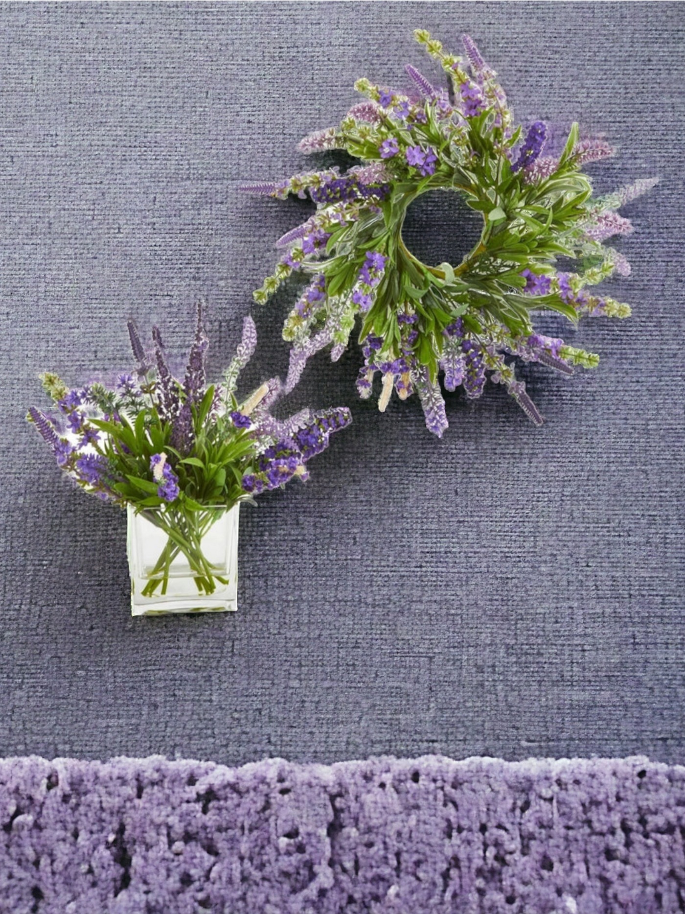 12'' Lavender Arrangement and 14” Lavender Wreath (Set of 2)