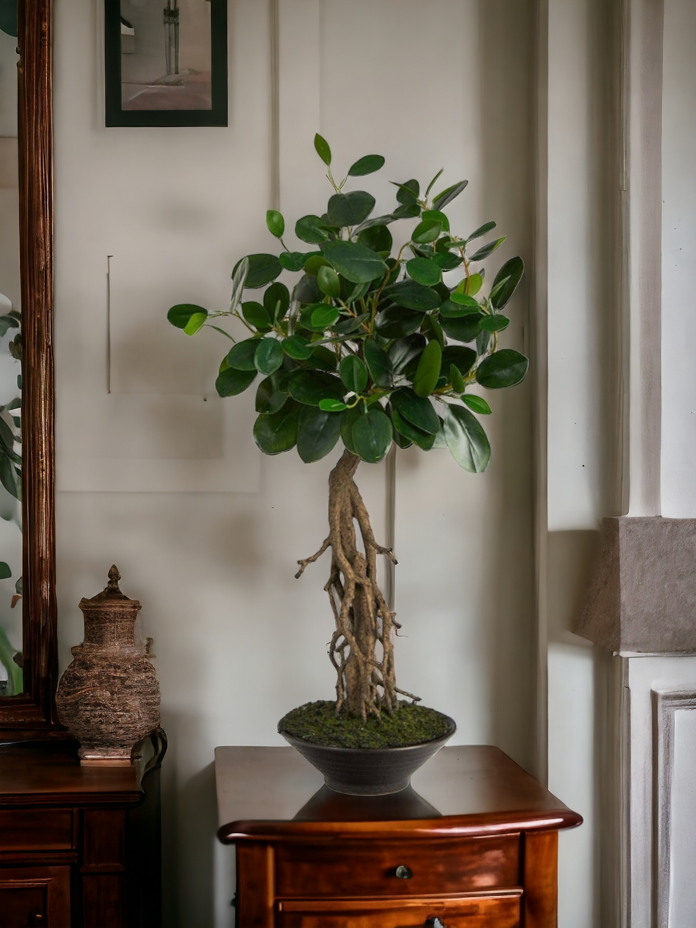 2’ Ficus Bonsai Artificial Tree in Decorative Planter