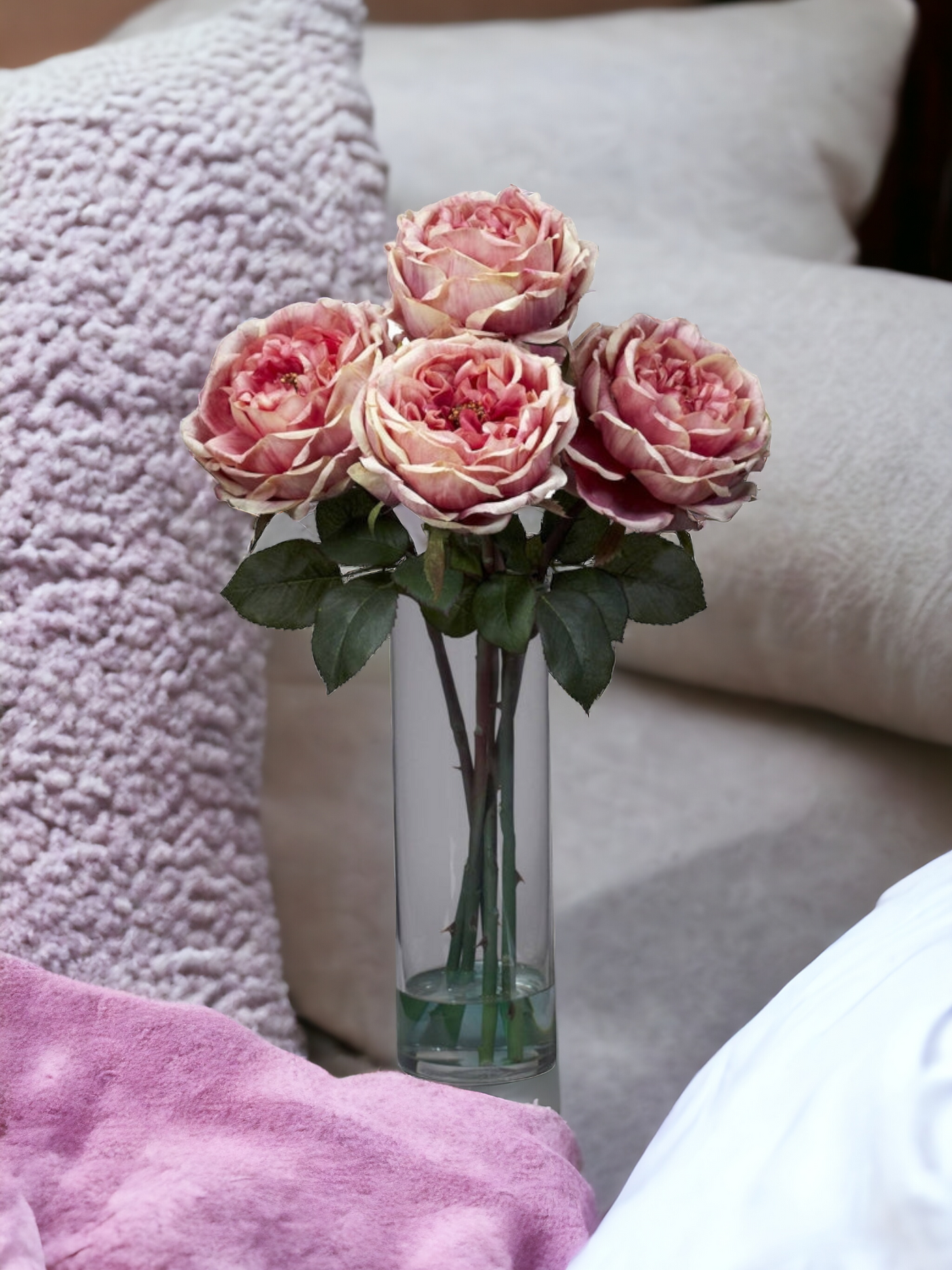 Fancy Rose w/Cylinder Vase Silk Flower Arrangement