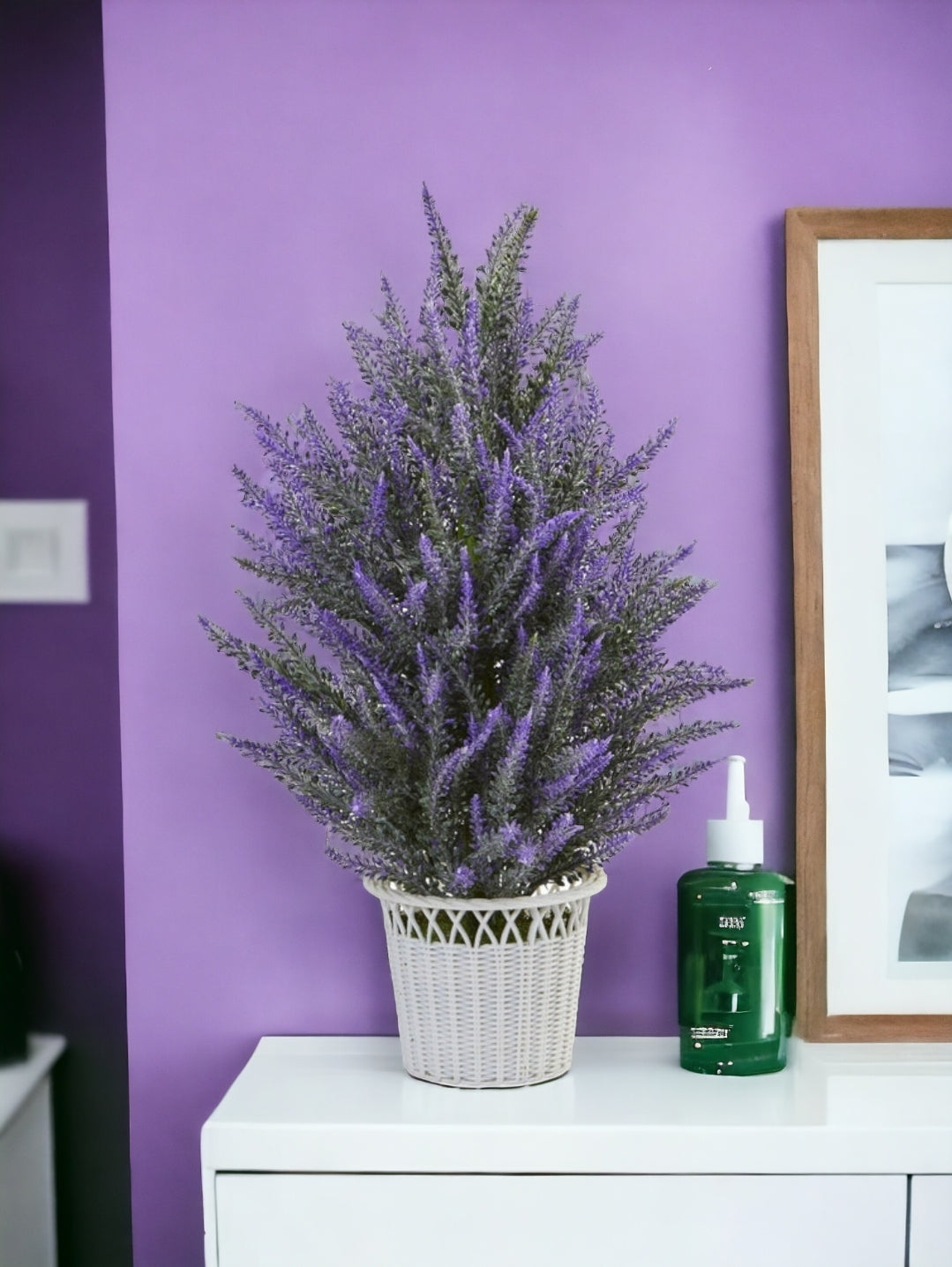 Lavender in White Planter Artificial Plant