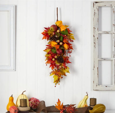 35” Autumn Maple Leaf and Berries Fall Teardrop