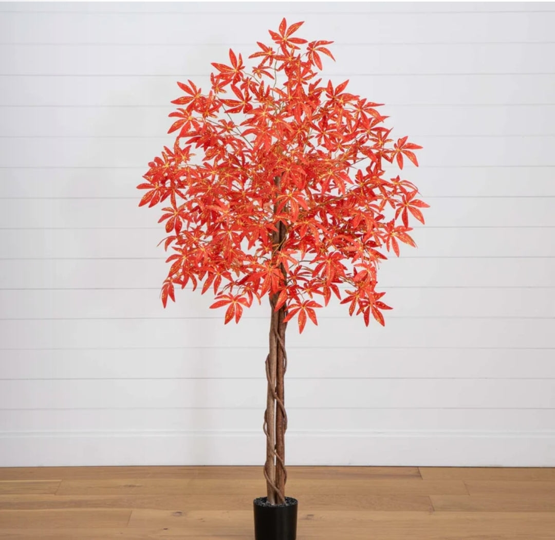 5’ Autumn Vibrant Maple Artificial Fall Tree