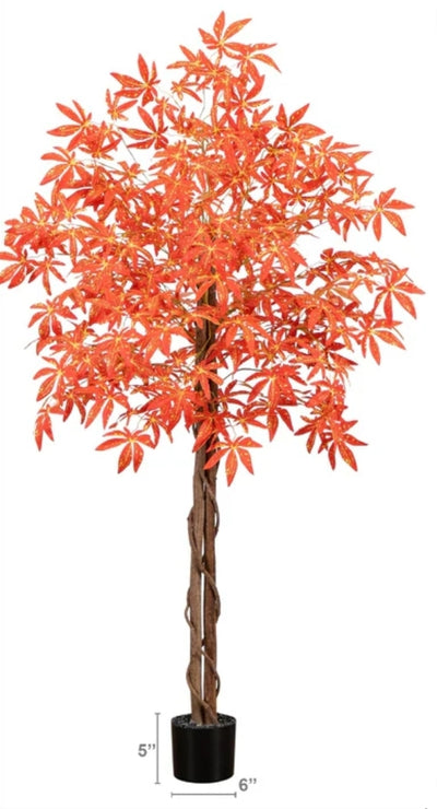 5’ Autumn Vibrant Maple Artificial Fall Tree