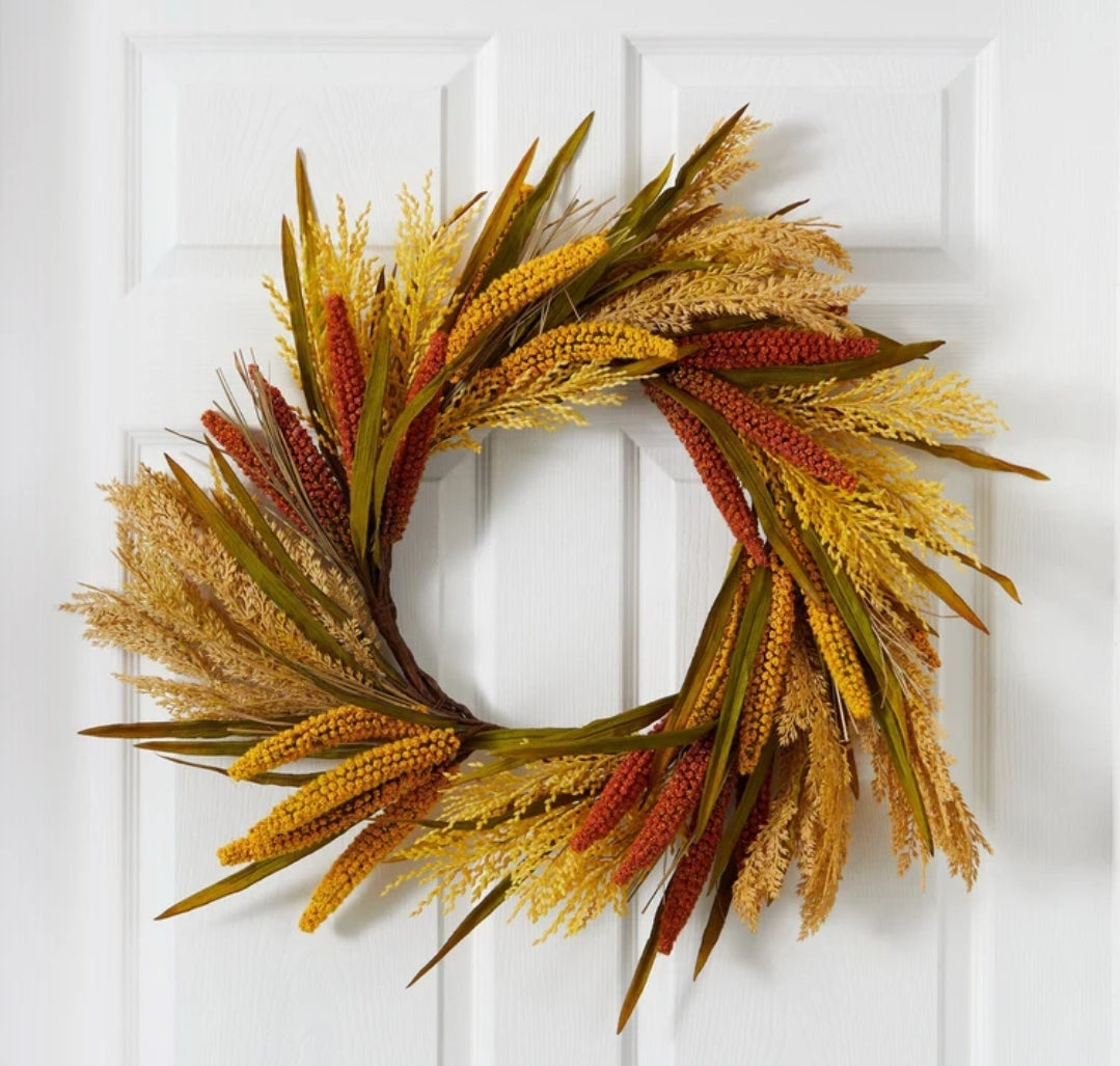 25” Sorghum Harvest Artificial Wreath