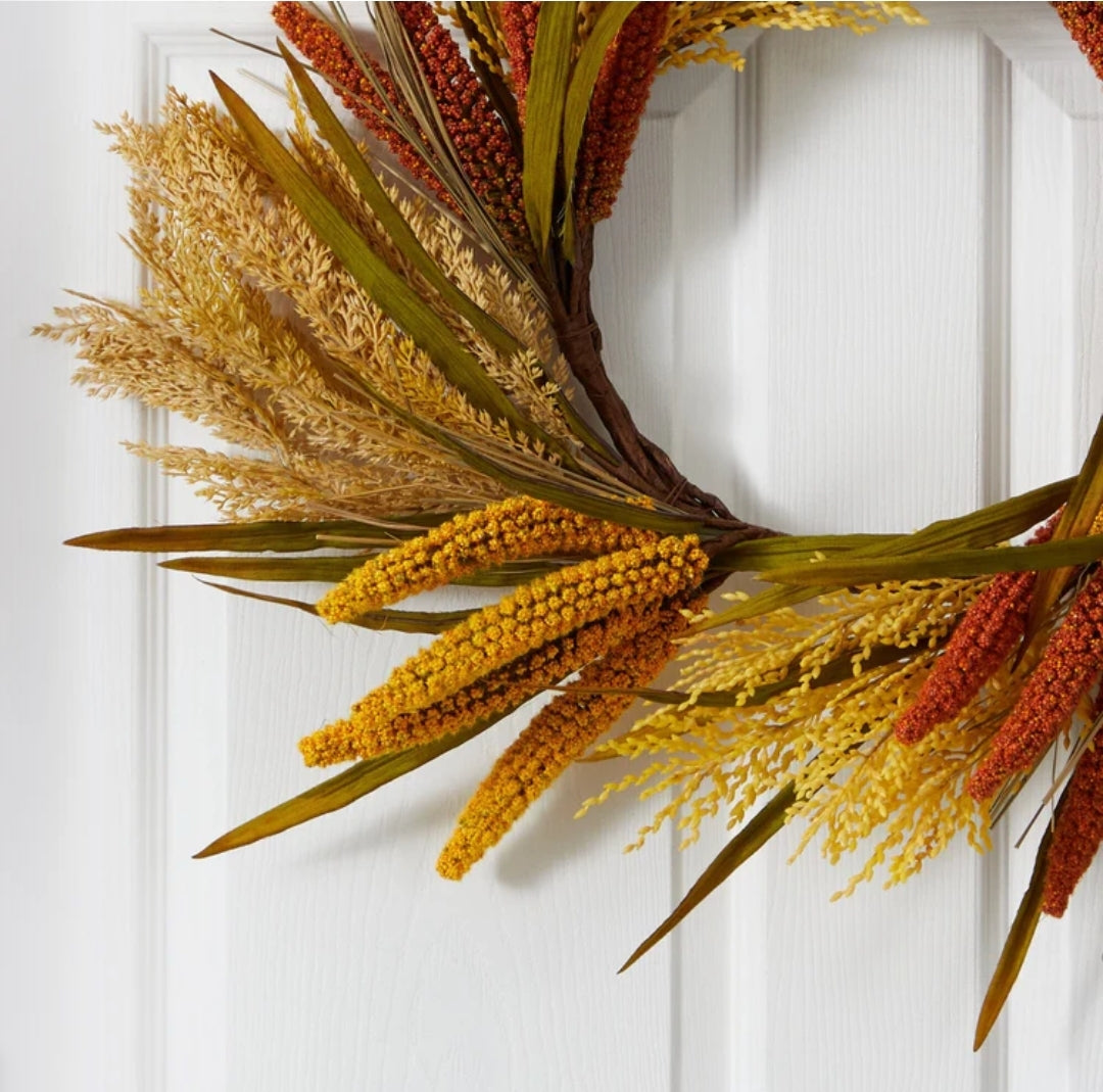 25” Sorghum Harvest Artificial Wreath