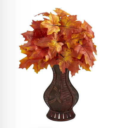 24” Autumn Maple Leaf Artificial Plant in Decorative Planter