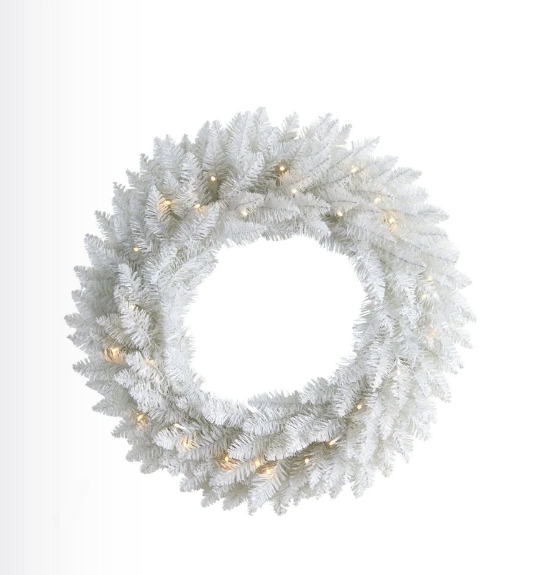 24” Colorado Spruce Artificial Christmas Wreath with 179 Bendable Branches and 35 Warm LED Lights