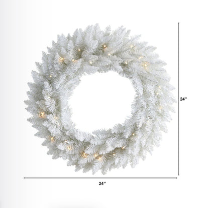 24” Colorado Spruce Artificial Christmas Wreath with 179 Bendable Branches and 35 Warm LED Lights