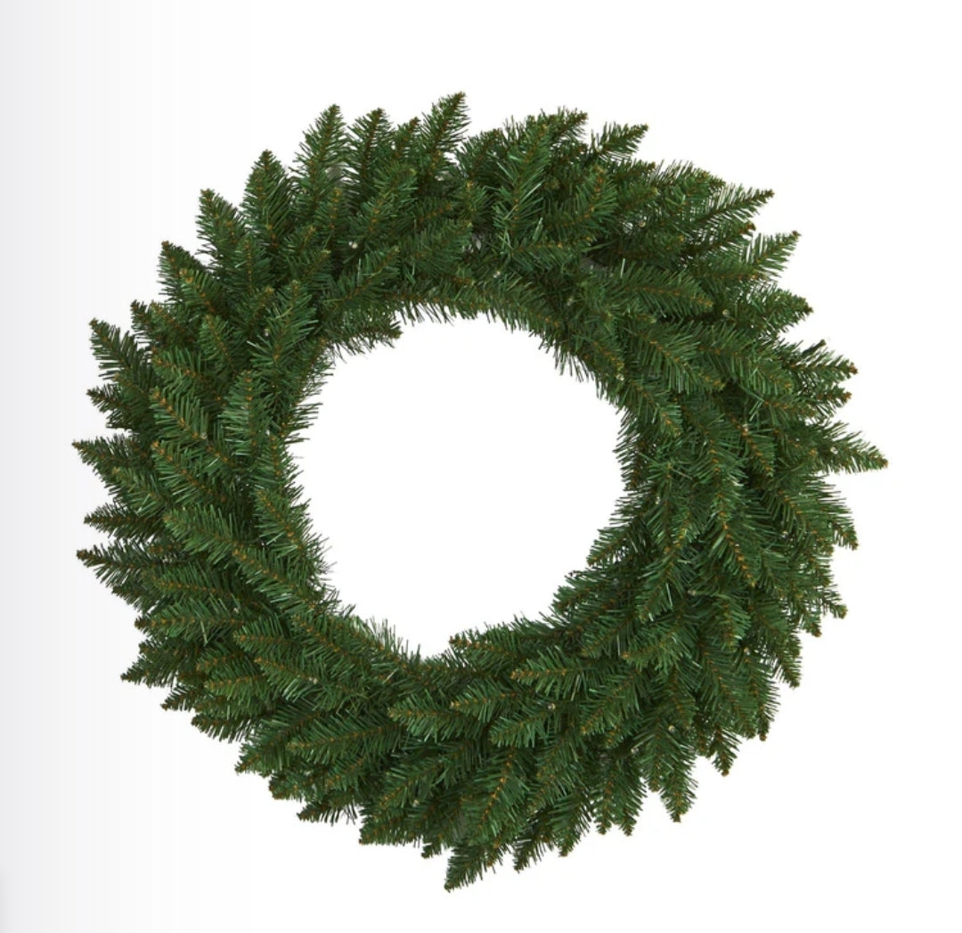 24” Green Pine Artificial Christmas Wreath with 35 Clear LED Lights