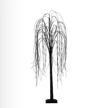 5’ Pre-Lit Halloween Black Willow Artificial Fall Tree with 144 Orange & Purple LED Lights