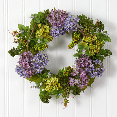 24" Mixed Hydrangea Wreath