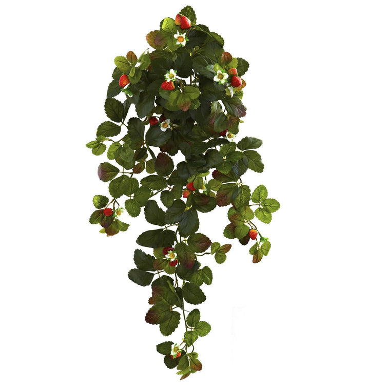 31” Strawberry Hanging Bush with Berry (Set of 2)