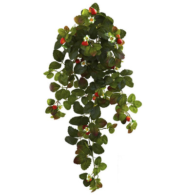 31” Strawberry Hanging Bush with Berry (Set of 2)