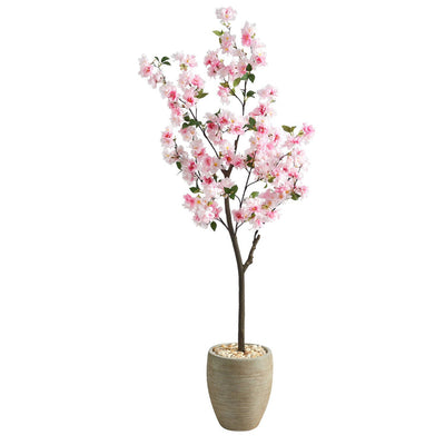 5.5’ Cherry Blossom Artificial Tree in Sand Colored Planter