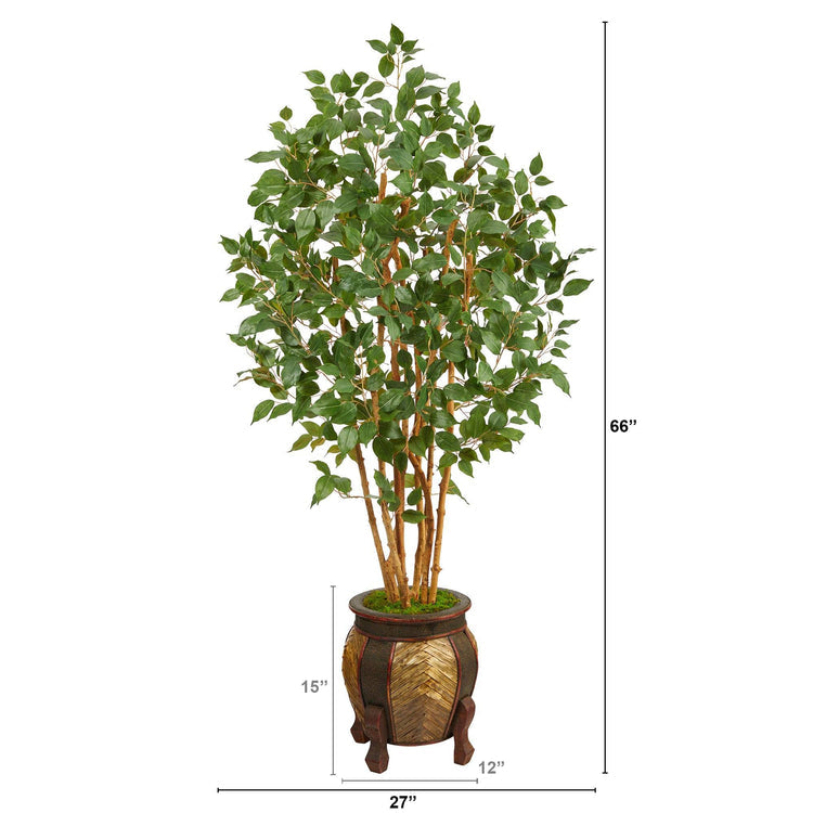 5.5' Ficus Bushy Artificial Tree in Decorative Planter