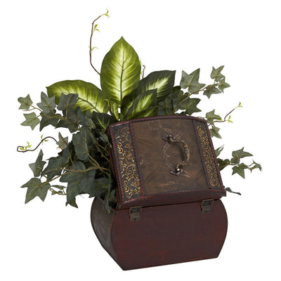 African Violet, Dieffenbachia & Ivy w/Chest Silk Plant