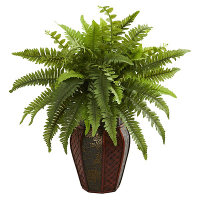 Boston Fern Artificial Plant in Decorative Planter