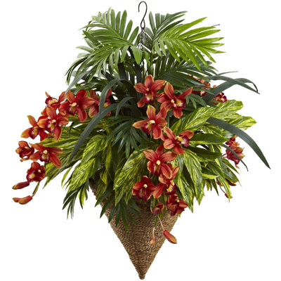 Mixed Tropical & Cymbidium Hanging Basket