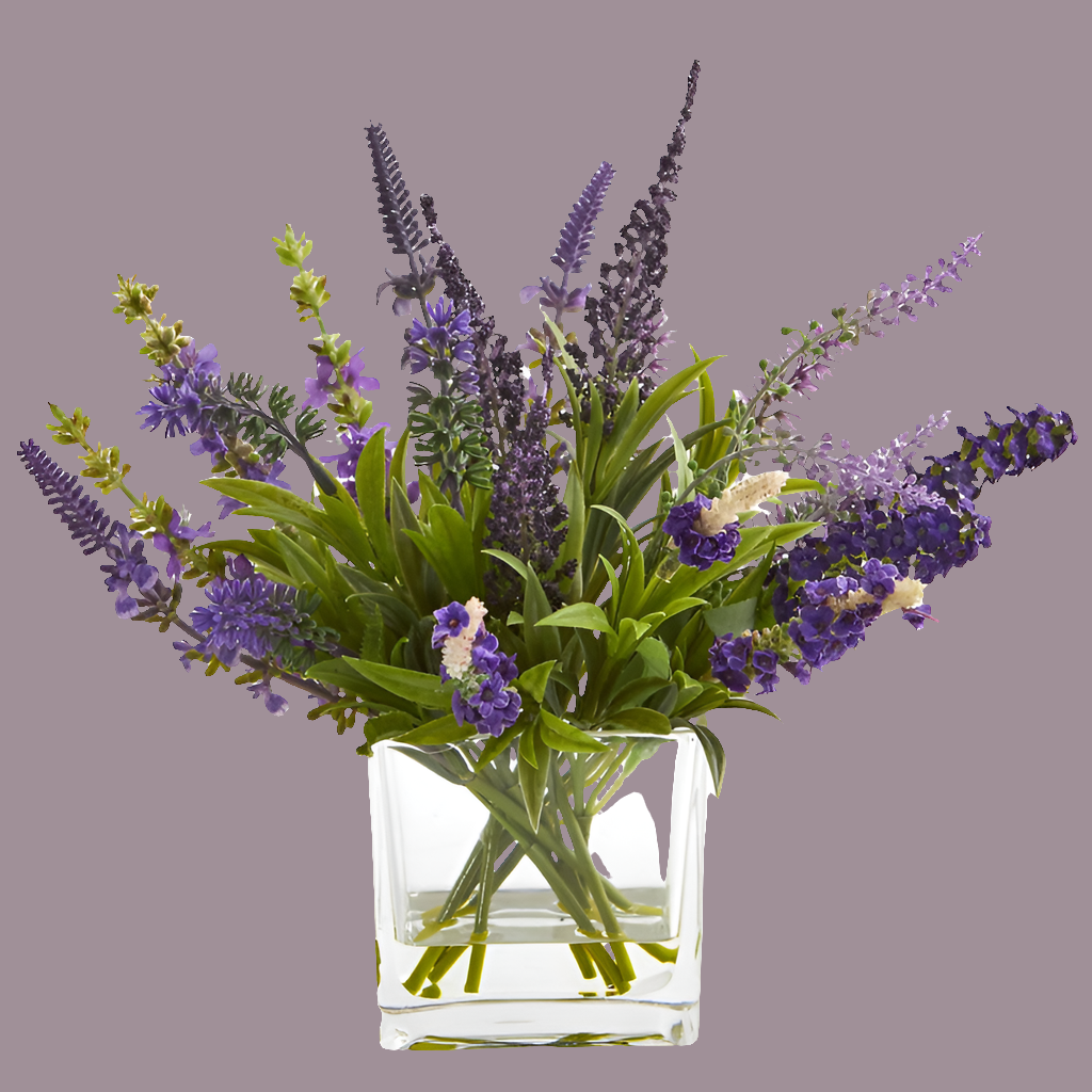 12'' Lavender Arrangement and 14” Lavender Wreath (Set of 2)