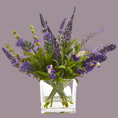 12'' Lavender Arrangement and 14” Lavender Wreath (Set of 2)