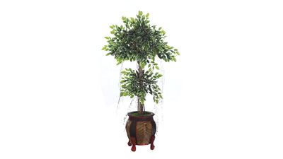 59” Variegated Ficus Artificial Tree in Decorative Planter