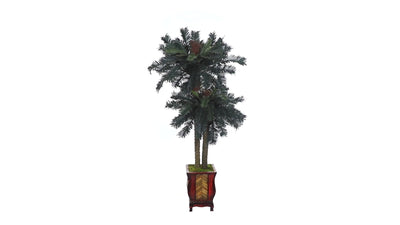 6' Double Sago Palm Artificial Tree in Designer Planter